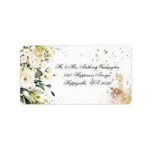 Botanisches florales Rustikales White Wedding Retu Adressaufkleber
