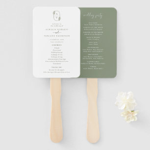Botanisches Foliage Monogram Wedding Program Fächer