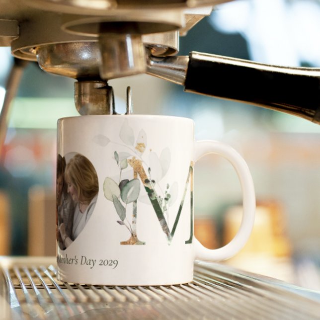 Botanisches Foto der ersten Muttersprache Kaffeetasse (First Mother's Day: Love in every sip!)