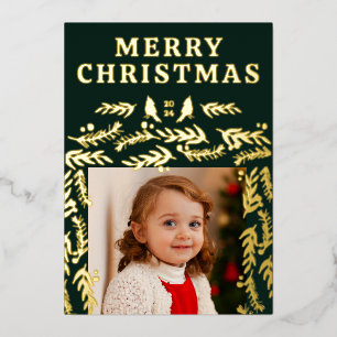 Botanisches Foto der modernen Garland-Grenze Folien Feiertagskarte