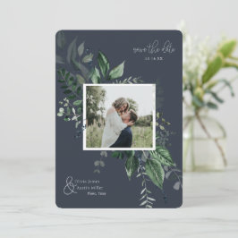 Botanisches Foto mit Blattgrün Save the Date