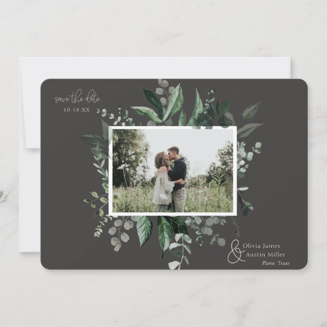 Botanisches Foto mit Blattgrün Save the Date (Vorderseite)