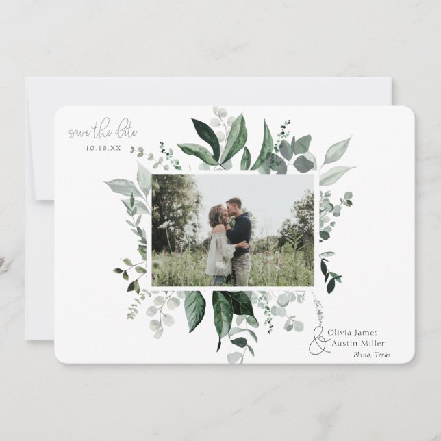 Botanisches Foto mit Blattgrün Save the Date (Vorderseite)