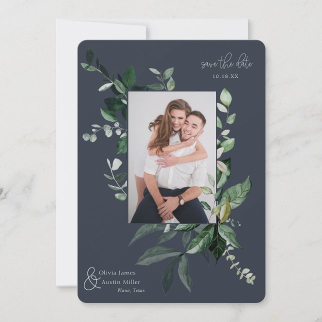 Botanisches Foto mit Blattgrün Save the Date (Vorderseite)