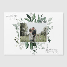 Botanisches Foto mit Blattgrün Save the Date Magnetkarte