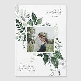Botanisches Foto mit Blattgrün Save the Date Magnetkarte
