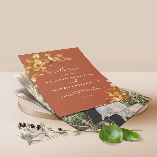 Botanisches Foto Orange Burnt Orange Save the Date Flyer (Von Creator hochgeladen)