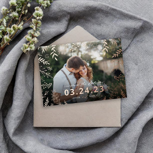 Botanisches Foto-Overlay Save the Date Folieneinladung