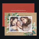 Botanisches Foto von Kraft-Wasserfarben<br><div class="desc">Senden Sie Ihren Lieben Urlaub Grüße in dieser Saison mit dieser rustikalen horizontalen Foto-Flachkarte. Es zeichnet sich durch Aquarellenholzen, Imitate mit Goldfolienakzenten, passendes festliches Urlaubsmuster, Imitate mit Kraftpapier-Hintergrund und moderne Typografie aus. Die Texte sind vollständig editierbar. Personalisieren Sie diese heilige Urlaubsfotokarte, indem Sie Ihr Foto, Ihren Namen und das Jahr...</div>