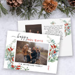 Botanisches Foto Wasserfarben Feiertagskarte<br><div class="desc">Sie werden diese wunderschönen Weihnachtskarten Liebe! Sie verfügen über botanische Aquarellarrangements mit Misteloe,  Kiefernästen,  Beeren und Babyatmen.</div>