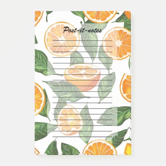 Botanisches Fruchtorange Citrus Nahtlos Post-it Klebezettel (Vorderseite)