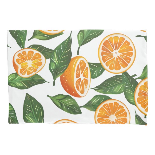 Botanisches Fruchtorange Citrus Nahtloses Muster Kissenbezug (Vorderseite)