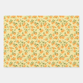 Botanisches Fruitorangen- und Picknick Geschenkpapier Set