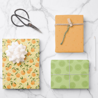 Botanisches Fruitorangen- und Picknick Geschenkpapier Set
