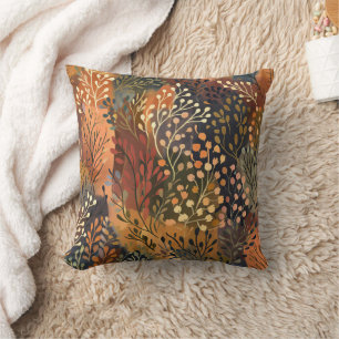 Botanisches Gelb Orange Blattreich Blumig Kissen
