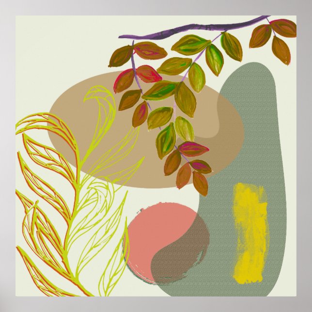 Botanisches Gelbgrün Poster (Vorne)