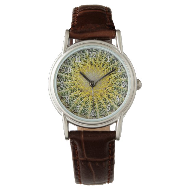 Botanisches Globe Cactus Pflanze Foto Armbanduhr (Vorderseite)