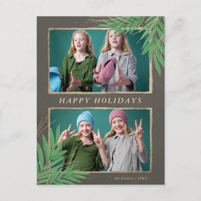 Botanisches Gold-Foto Feiertagspostkarte (Vorderseite)