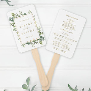 Botanisches Gold-Grün-Hochzeitsprogramm Fächer