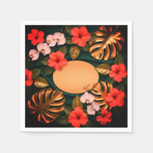 Botanisches Gold Monstera Hibiskus Elegante Luxus Serviette