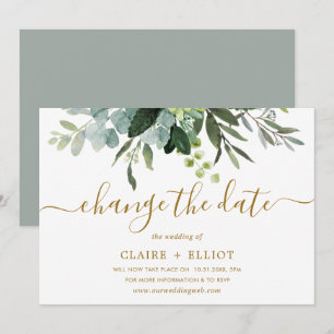 Botanisches Gold- und Grün-Hochzeit Datum ändern Einladung