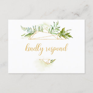 Botanisches Goldgeometrisches Kristall-UAWG RSVP Karte