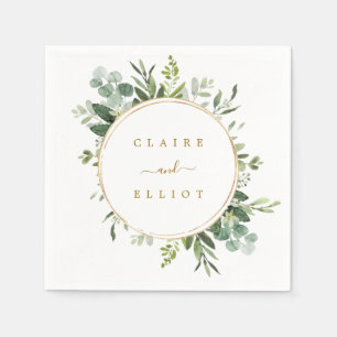 Botanisches Goldgrün-Hochzeitspapier Serviette