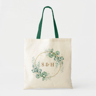 Botanisches Goldgrün Personalmonogramm Tragetasche