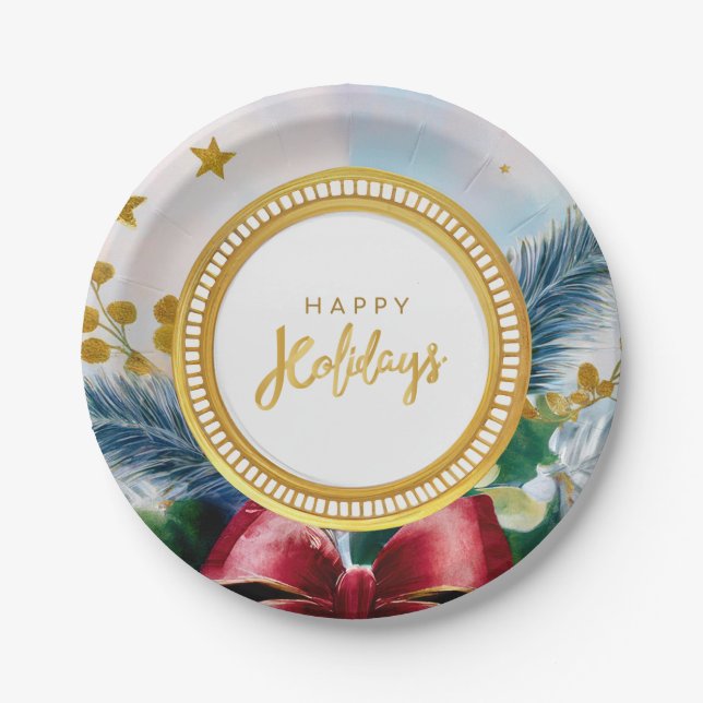 Botanisches Goldmagen-Papiertafel für Festtage Pappteller (Vorderseite)