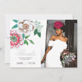 Botanisches Grau Pink grün Blumendanken Save The Date