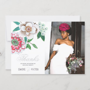 Botanisches Grau Pink grün Blumendanken Save The Date