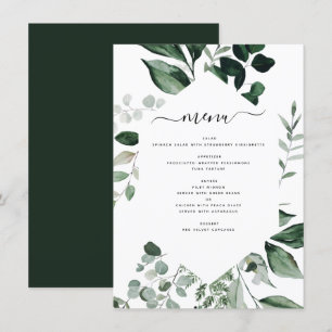 Botanisches Greenery Foliage Watercolor Wedding Me Menükarte