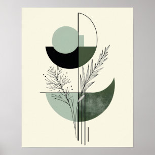 Botanisches Grün Abstrakt Geometrisch Poster