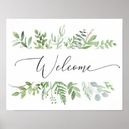 Botanisches Grün Begrüßung Hochzeit oder Dusche Poster