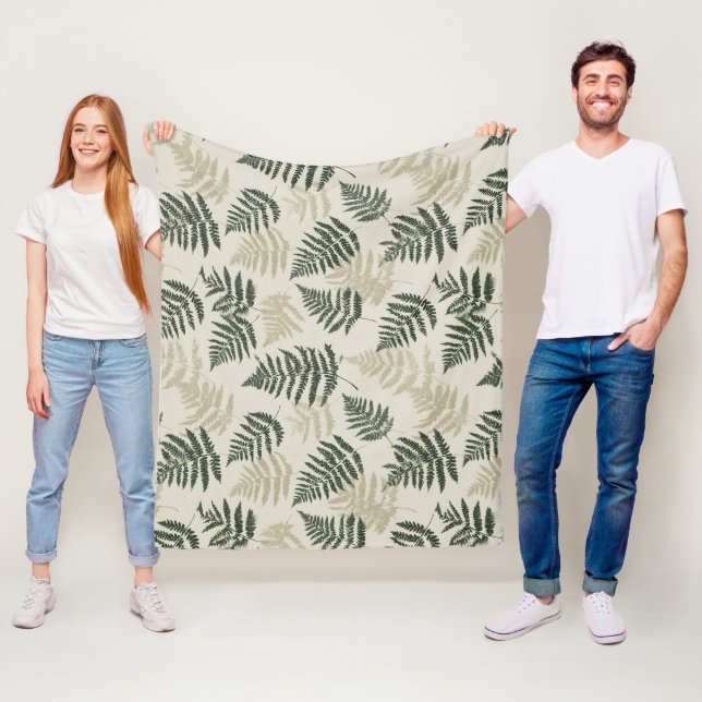Botanisches Grün Farn Beiges Blumenmuster Fleecedecke (Beispiel)