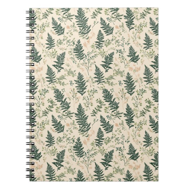 Botanisches Grün Farn Beiges Blumenmuster Notizblock (Vorderseite)