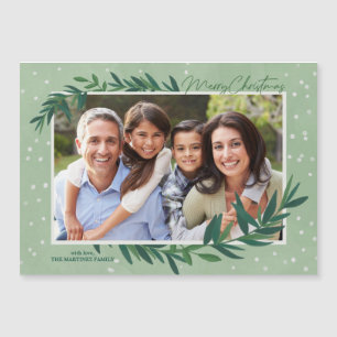 Botanisches Grün Foto Weihnachten Magnetkarte