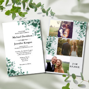 Botanisches Grün im Wasser 3 Fotos Hochzeit Einladung
