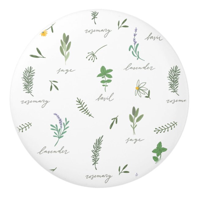Botanisches Grün Keramikknauf (Vorderseite)