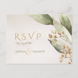 Botanisches Grün Vintag rustikale Hochzeit RSVP Einladungspostkarte