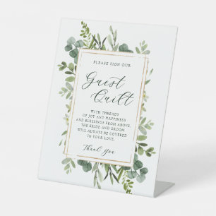 Botanisches Grün Wedding Guest Quilt Sockelschild