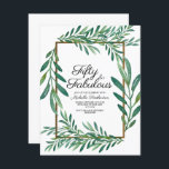 Botanisches Grünes Blätter Weißes Gold 50. Geburts Einladung<br><div class="desc">Schöne und elegante botanisch grüne Blätter auf einer weißen 50 und fabelhaft / 50. Geburtstagsfeier mit goldenen Akzenten.</div>