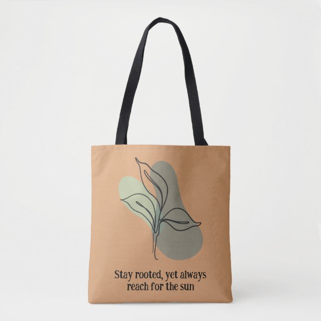 Botanisches grünes blaues Floral Tote Beutel Natur (Vorderseite)