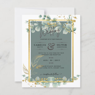 Botanisches Grünes Gold Einladung zur Hochzeit