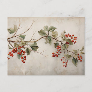 Botanisches Grünes Heiliges und Rotes Berries Postkarte