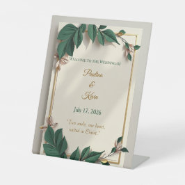 Botanisches Grünes Hochzeitsschild Sockelschild