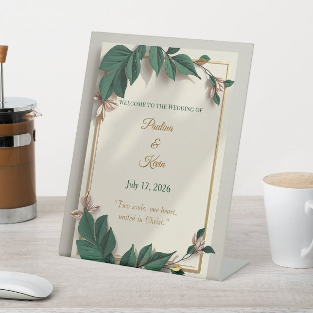 Botanisches Grünes Hochzeitsschild Sockelschild (In SItu)
