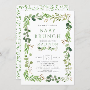 Botanisches grünes Leaf Baby Brunch Einladung