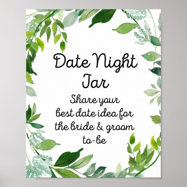 Botanisches Grünzeichen - Date Night Jar Poster (Vorne)