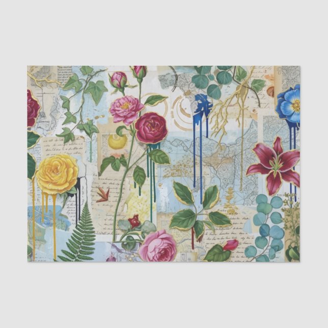 Botanisches Handwerk-Collage-Tissue Seidenpapier (Vorderseite)
